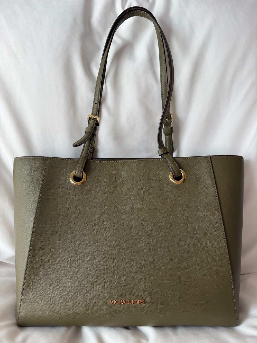 Michael Kors Olive Green Saffiano Tote with Gold Hardware - Fits 16” Laptop